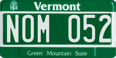 VT license plate NOM052
