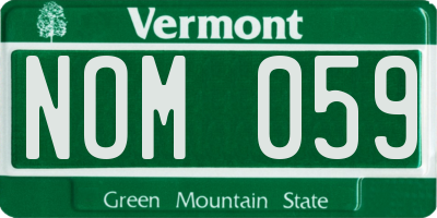 VT license plate NOM059