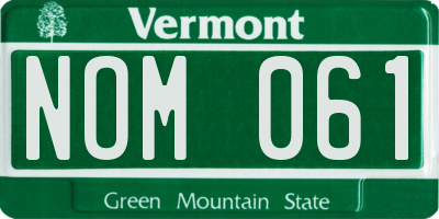 VT license plate NOM061