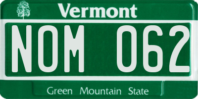 VT license plate NOM062