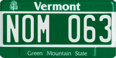 VT license plate NOM063