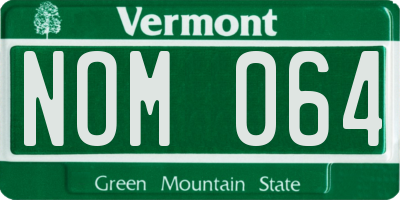 VT license plate NOM064
