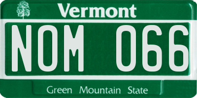 VT license plate NOM066