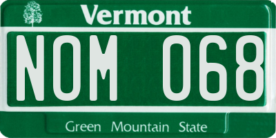 VT license plate NOM068