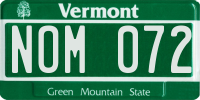 VT license plate NOM072
