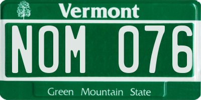 VT license plate NOM076