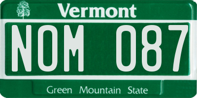VT license plate NOM087