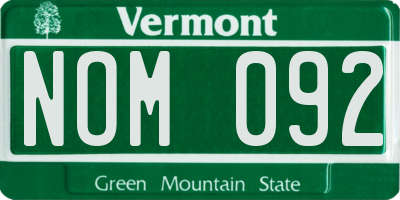 VT license plate NOM092