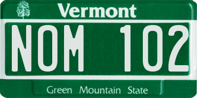VT license plate NOM102