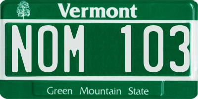 VT license plate NOM103