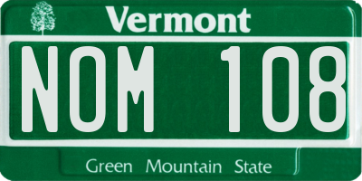 VT license plate NOM108