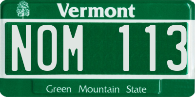 VT license plate NOM113