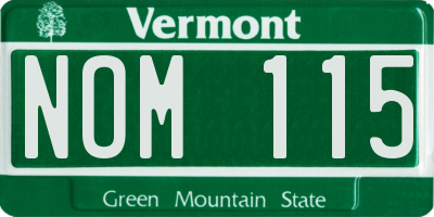 VT license plate NOM115