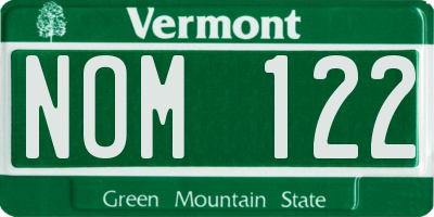 VT license plate NOM122