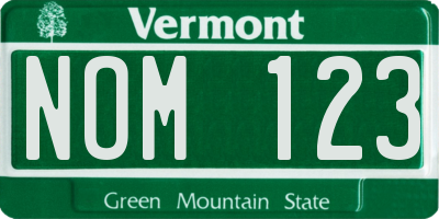 VT license plate NOM123