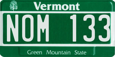 VT license plate NOM133