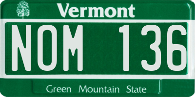 VT license plate NOM136