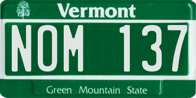 VT license plate NOM137