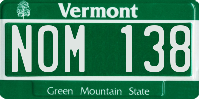 VT license plate NOM138