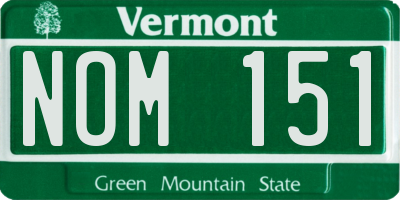 VT license plate NOM151