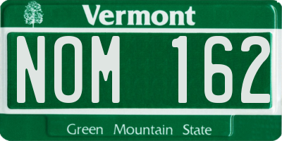 VT license plate NOM162