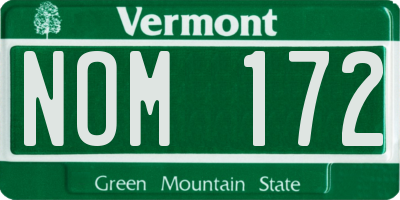 VT license plate NOM172