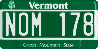 VT license plate NOM178
