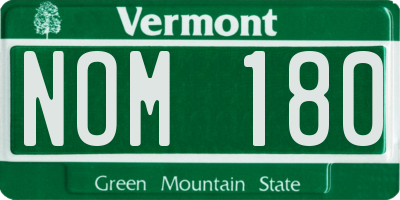 VT license plate NOM180