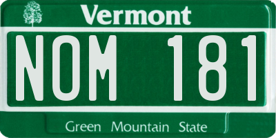 VT license plate NOM181