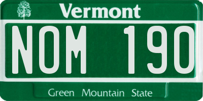 VT license plate NOM190