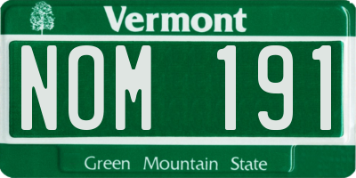VT license plate NOM191