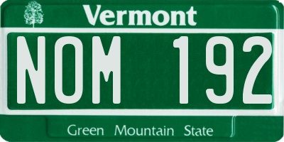 VT license plate NOM192