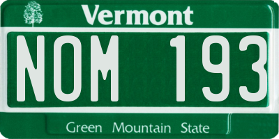 VT license plate NOM193