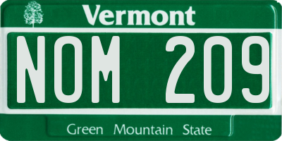 VT license plate NOM209