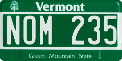 VT license plate NOM235