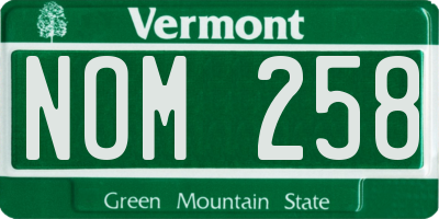 VT license plate NOM258