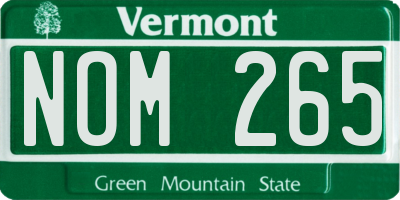 VT license plate NOM265