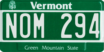 VT license plate NOM294
