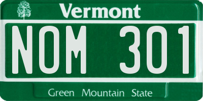 VT license plate NOM301