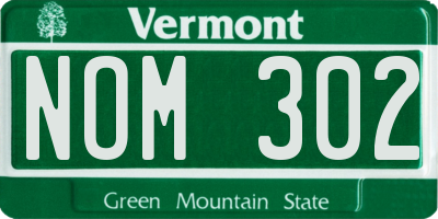 VT license plate NOM302