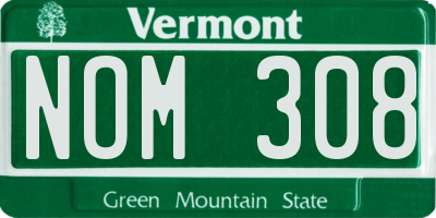 VT license plate NOM308