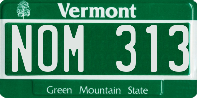 VT license plate NOM313