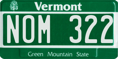 VT license plate NOM322
