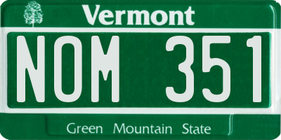 VT license plate NOM351