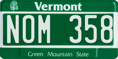 VT license plate NOM358