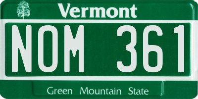 VT license plate NOM361