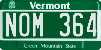 VT license plate NOM364