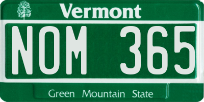 VT license plate NOM365
