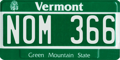 VT license plate NOM366