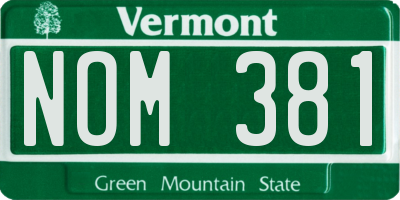 VT license plate NOM381